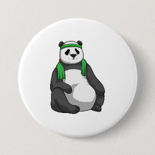 Panda at Fitness with Towel 3 Inch Round Button