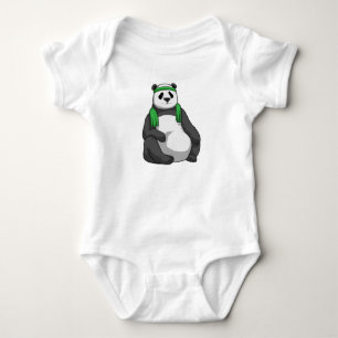 Panda at Fitness with Towel Baby Bodysuit