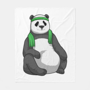 Panda at Fitness with Towel Fleece Blanket