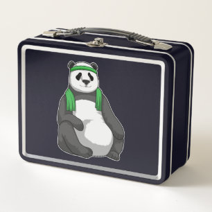 Panda at Fitness with Towel Metal Lunch Box