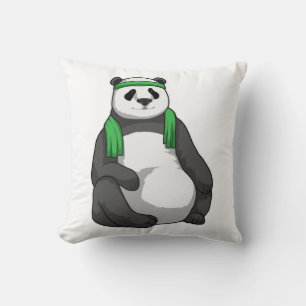Panda at Fitness with Towel Throw Pillow