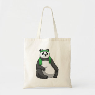 Panda at Fitness with Towel Tote Bag