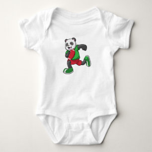 Panda at Football with Equipment Baby Bodysuit