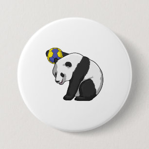 Panda at Handball Sports 3 Inch Round Button