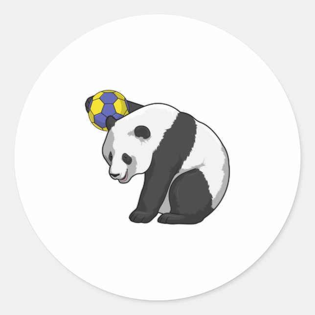 Panda at Handball Sports Classic Round Sticker (Front)