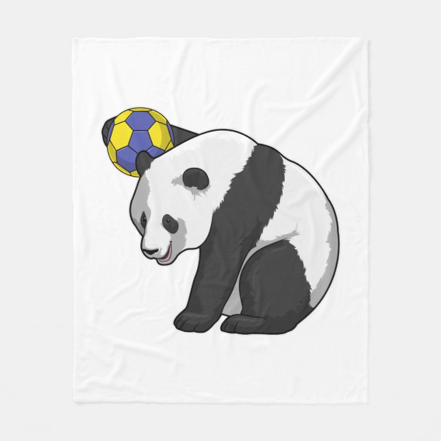 Panda at Handball Sports Fleece Blanket (Front)