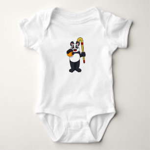 Panda at Hockey with Hockey bat Baby Bodysuit