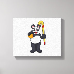 Panda at Hockey with Hockey bat Canvas Print