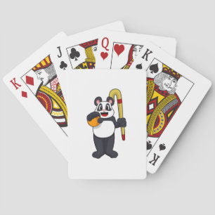 Panda at Hockey with Hockey bat Playing Cards