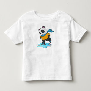 Panda at Ice skating with Ice skates & Scarf Toddler T-shirt