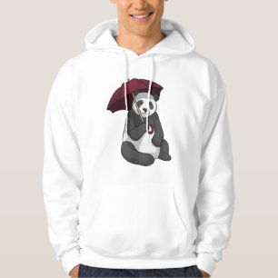 Panda at Rain with Umbrella Hoodie