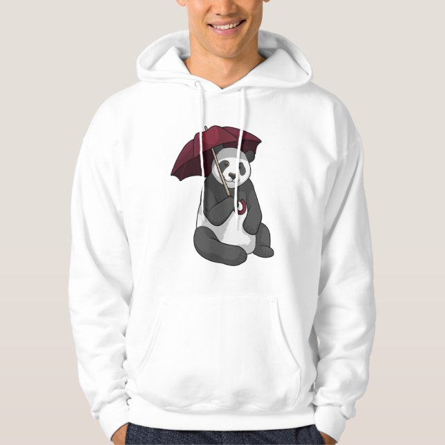 Panda at Rain with Umbrella Hoodie (Front)