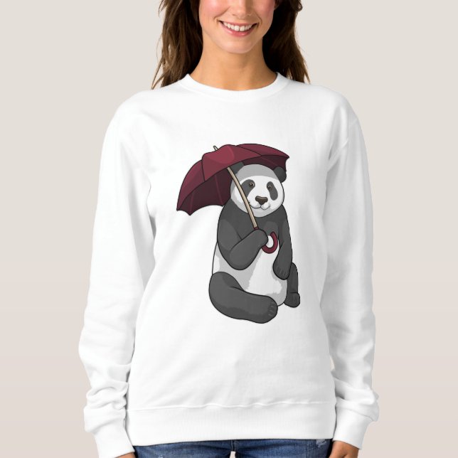 Panda at Rain with Umbrella Sweatshirt (Front)