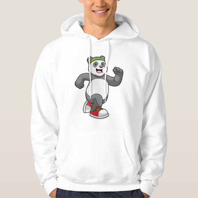 Panda at Running with Headband Hoodie (Front)