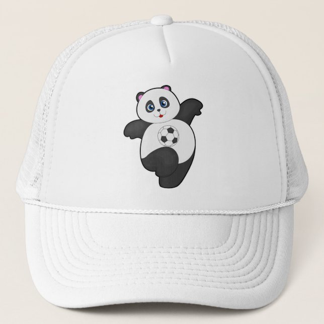 Panda at Soccer Sports Trucker Hat (Front)