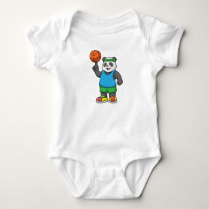 Panda at Sports with Basketball Baby Bodysuit