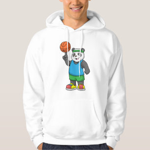 Panda at Sports with Basketball Hoodie