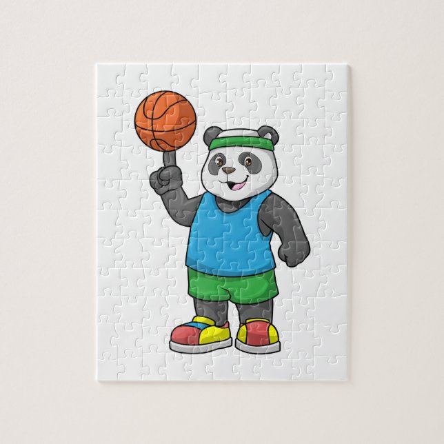Panda at Sports with Basketball Jigsaw Puzzle (Vertical)