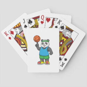 Panda at Sports with Basketball Playing Cards