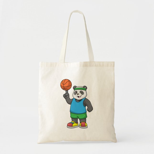 Panda at Sports with Basketball Tote Bag (Front)
