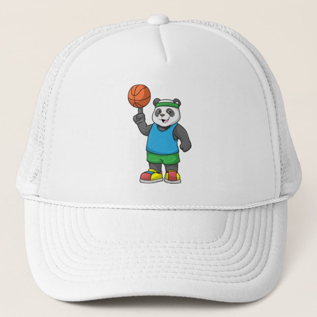 Panda at Sports with Basketball Trucker Hat (Front)