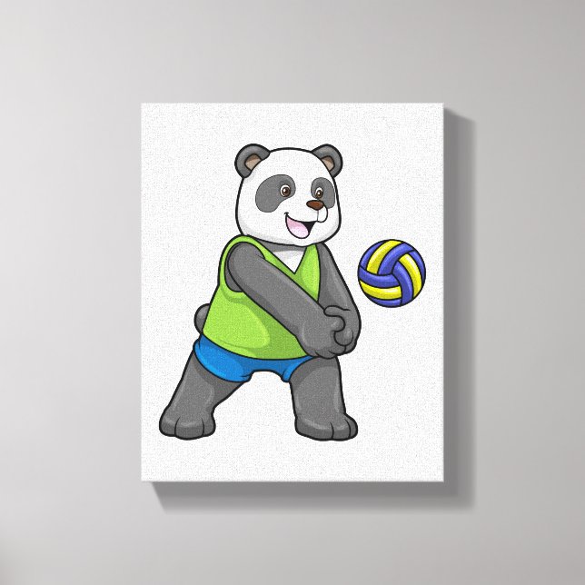 Panda at Sports with Volleyball Canvas Print (Front)
