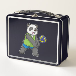 Panda at Sports with Volleyball Metal Lunch Box