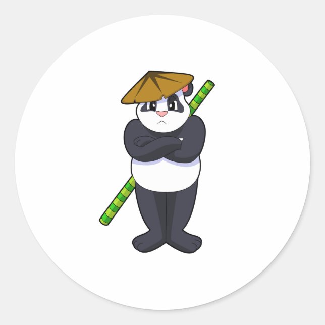 Panda at Stick fight Martial arts.PNG Classic Round Sticker (Front)