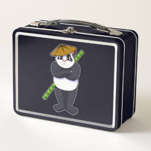Panda at Stick fight Martial arts.PNG Metal Lunch Box