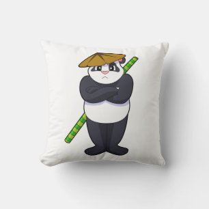 Panda at Stick fight Martial arts.PNG Throw Pillow