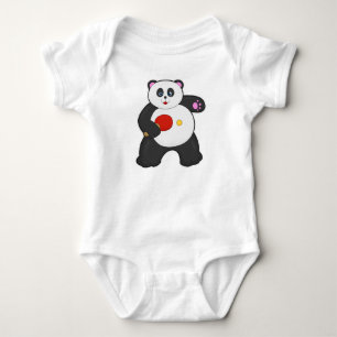 Panda at Table tennis with Table tennis racket Baby Bodysuit