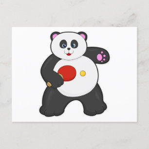 Panda at Table tennis with Table tennis racket Postcard