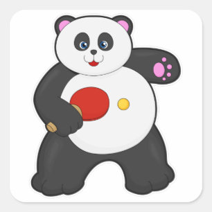 Panda at Table tennis with Table tennis racket Square Sticker