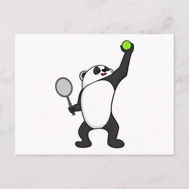 Panda at Tennis with Tennis racket Postcard (Front)