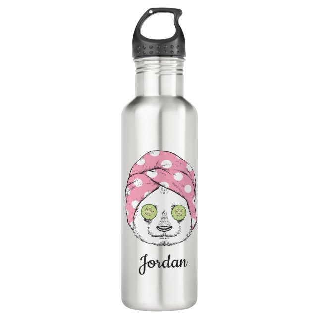 Panda At The Spa | Add Your Name 710 Ml Water Bottle (Front)