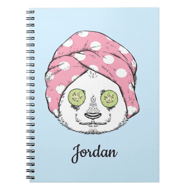 Panda At The Spa | Add Your Name Notebook (Front)