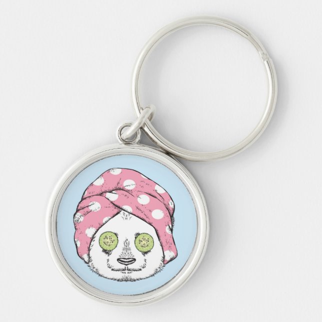 Panda At The Spa Keychain (Front)