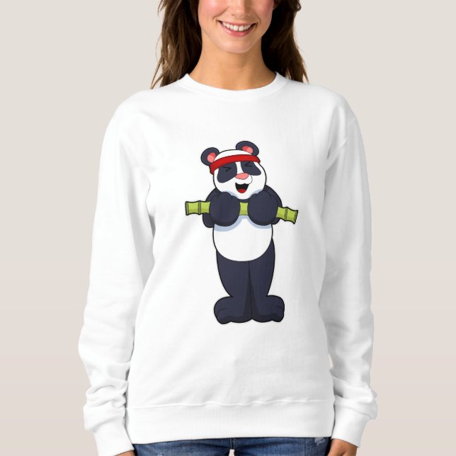Panda at Work out with Bamboo Weight Sweatshirt (Front)