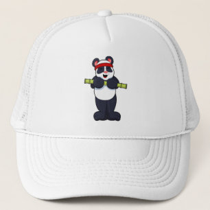 Panda at Work out with Bamboo Weight Trucker Hat