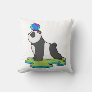 Panda at Yoga Fitness Throw Pillow