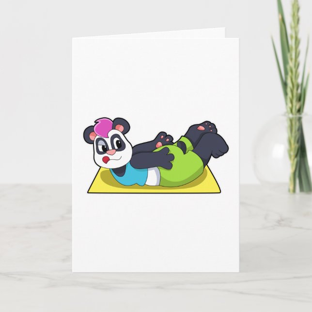Panda at Yoga on Yoga mat Card (Front)