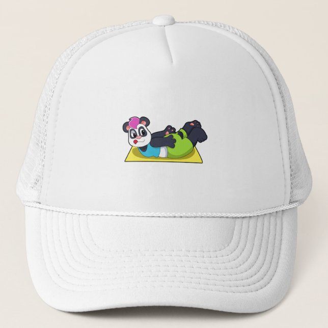 Panda at Yoga on Yoga mat Trucker Hat (Front)