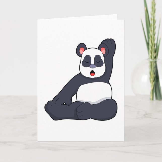 Panda at Yoga Stretching exercises Card (Front)
