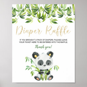 Panda Baby Shower Diaper Raffle Sign for Tickets