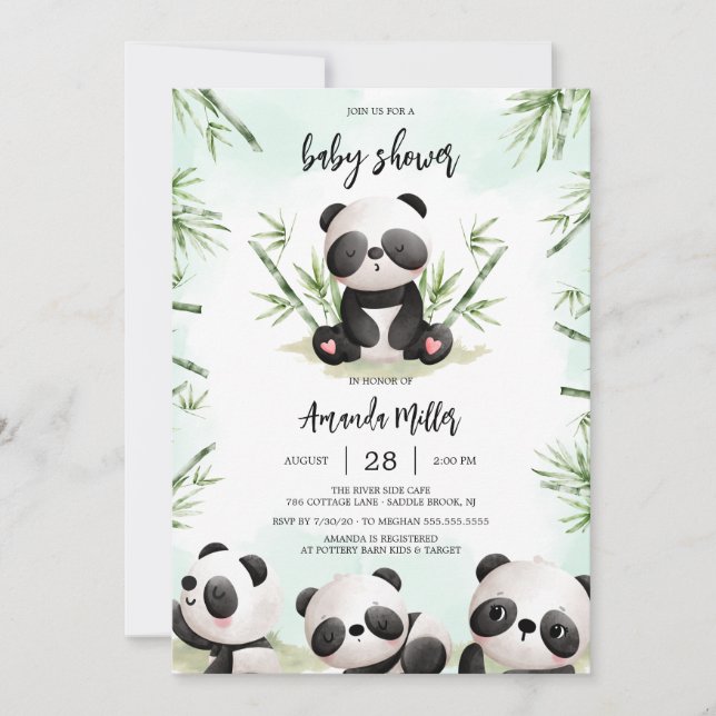 Panda Baby Shower Invitation (Front)