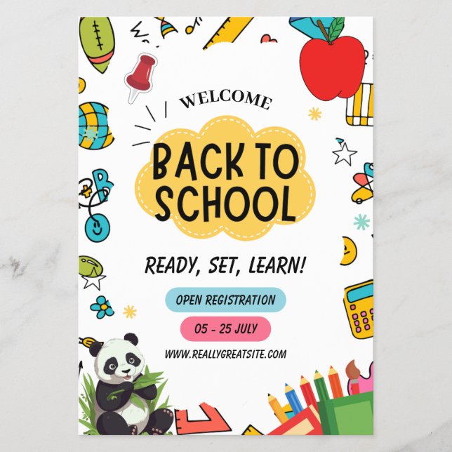 Panda Back to School Teacher first-day posters Flyer (Front)