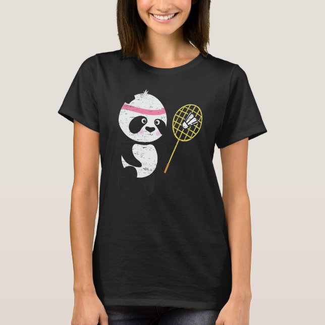 Panda Badminton Shuttlecock Smash Athlete Player C T-Shirt (Front)