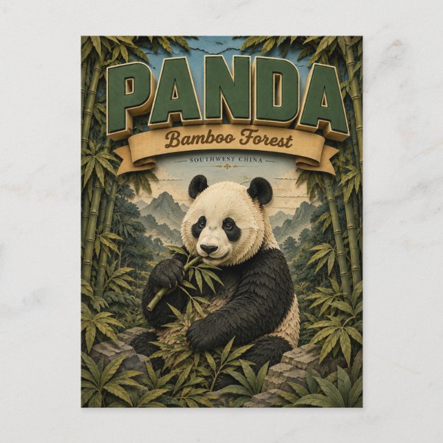 Panda Bamboo Forest POPCUT Postcard (Front)