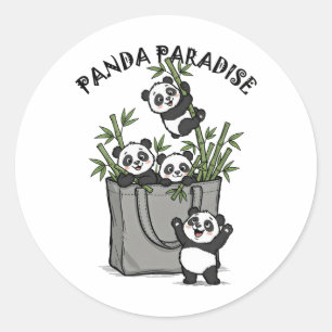 Panda Bamboo Paradise Chewing Life Slowly  Classic Round Sticker