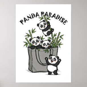 Panda Bamboo Paradise Chewing Life Slowly  Poster